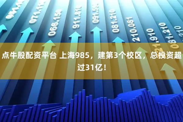 点牛股配资平台 上海985，建第3个校区，总投资超过31亿！
